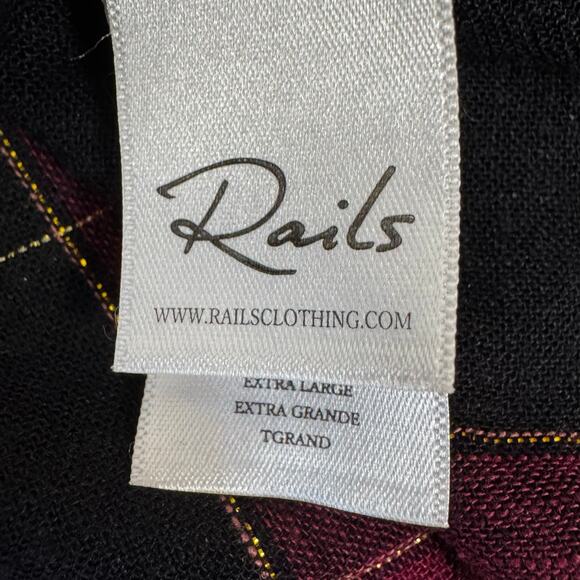 Rails Women's Size XL Linen Blend Popover Over Tartan Tunic Top Raw Hem Casual - Picture 5 of 9